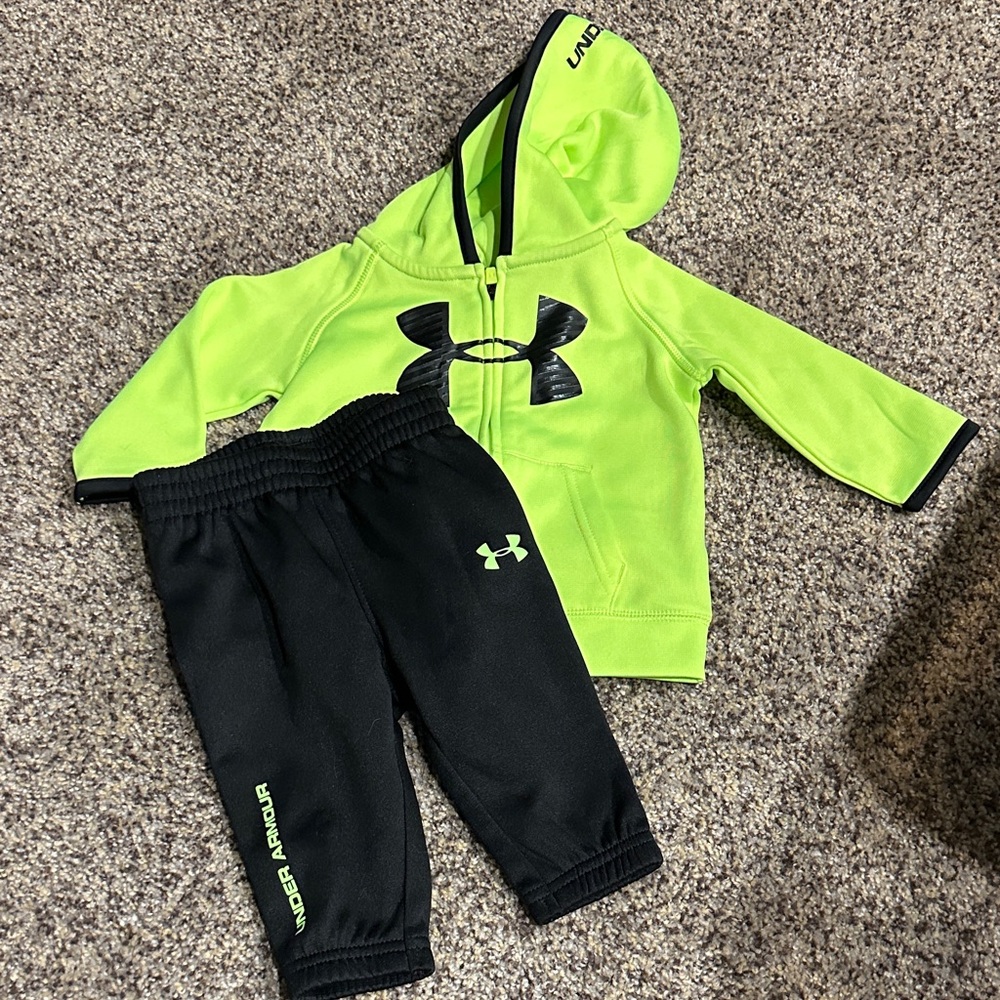 Under Armour Neon Green and Black Infant Tracksuit